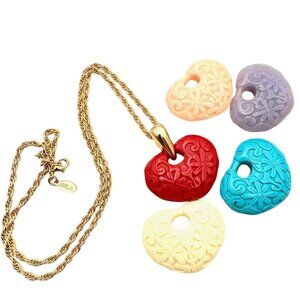 Vintage KJL Kenneth Jay Lane Womens Necklace Interchangeable Heart Pendants